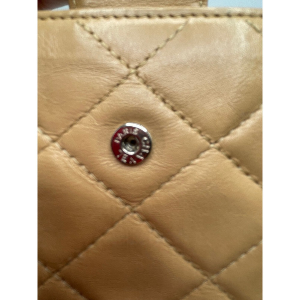Chanel Cambon Ligne Compact Wallet Beige Quilted Lambskin Black CC Logo#842 - Picture 8 of 12